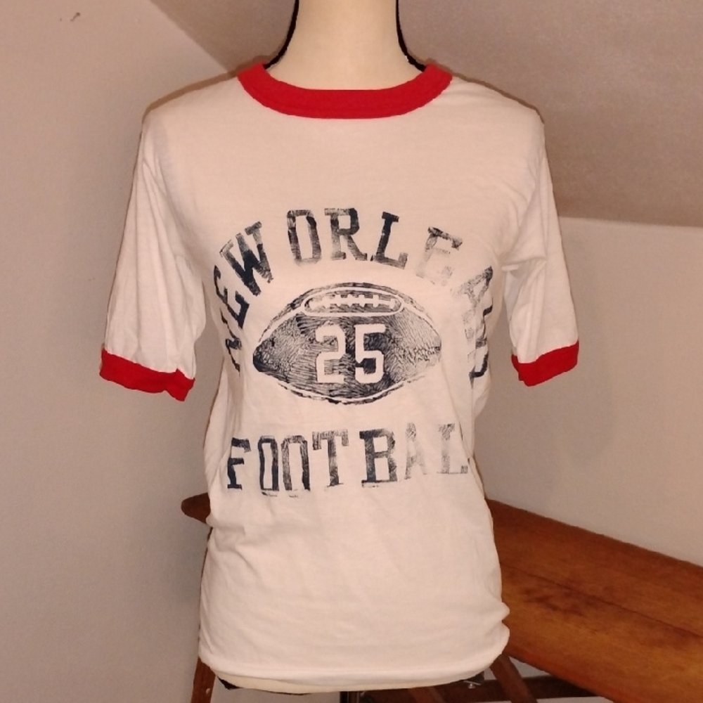 Vintage "New Orleans Football" Ringer Tshirt QLT BRAND USA MEDIUM